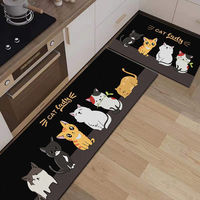 Wholesale Cartoon Kitchen Floor Mat Carpet Crystal Velvet 2 Piece Non-Slip Long Kitchen Runner Rug Mats