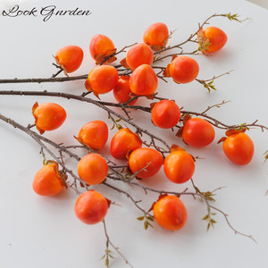 Rama de caqui artificial, 7 piezas, flor de seda naranja, decoración para el hogar, para Año Nuevo y bodas - Product Image 5