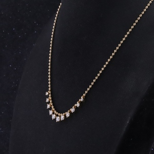 Collar con Colgante de Diamante Cultivado en Laboratorio, Corte Brillante Redondo, Cadena de Bolas Personalizada Starsgem, Oro Sólido de 14K, para Regalo - Product Image 2