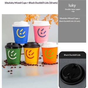 Vasos de Papel <span class=keywords><strong>para</strong></span> Café, Té y Bebidas Calientes, Personalizables al por Mayor, Serie Lucky, con Tapas Antiderrames, Desechables - Product Image 4