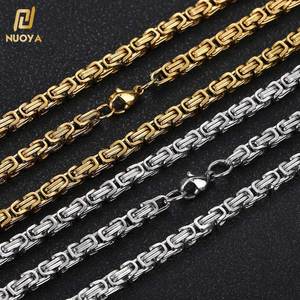 Nuoya collana a catena bizantina da 4mm di alta qualità in acciaio inossidabile 304 placcato oro 18 carati catena personalizzata Byzantium per uomo - Product Image 2