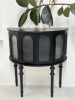 Meuble de rangement polyvalent moderne de style antique et de luxe, mi-siècle, modulaire, durable, en bois massif et verre, forme semi-circulaire, pour salon