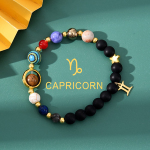 Bracciale Unisex con Pietre Naturali Occhio di Tigre e <span class=keywords><strong>Pietra</strong></span> Immagine, 12 Segni Zodiacali, Bestseller Transfrontaliero Euro-Americano, Regalo - Product Image 6