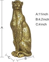 Top Grace polyrésine 11 "H or guépard Figurine assis décor à la maison réaliste Antique classique léopard résine Animal ornement