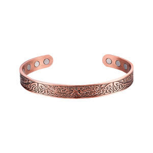 Brazalete abierto Fatingna Viking Life Tree Nine Magnet Pulsera en forma de C Brazalete de moda de acero inoxidable de cobre rojo - Product Image 2