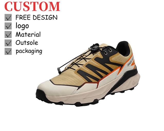Custom Logo Men's Outdoor Trail Running Shoes Lightweight Water-Resistant Hiking Sneakers with Quick-Lace System OEM/ODM