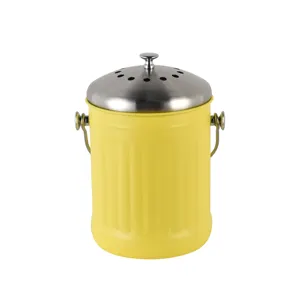실내 금속 재활용 식품 폐기물 쓰레기 용기 주방 라운드 퇴비 통 섬유 퇴비 빈 필터 뚜껑 KBR001