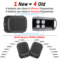 Duplicador de control remoto para portones multifrecuencia de 280 MHz a 868 MHz. Transmisor de control para portones eléctricos