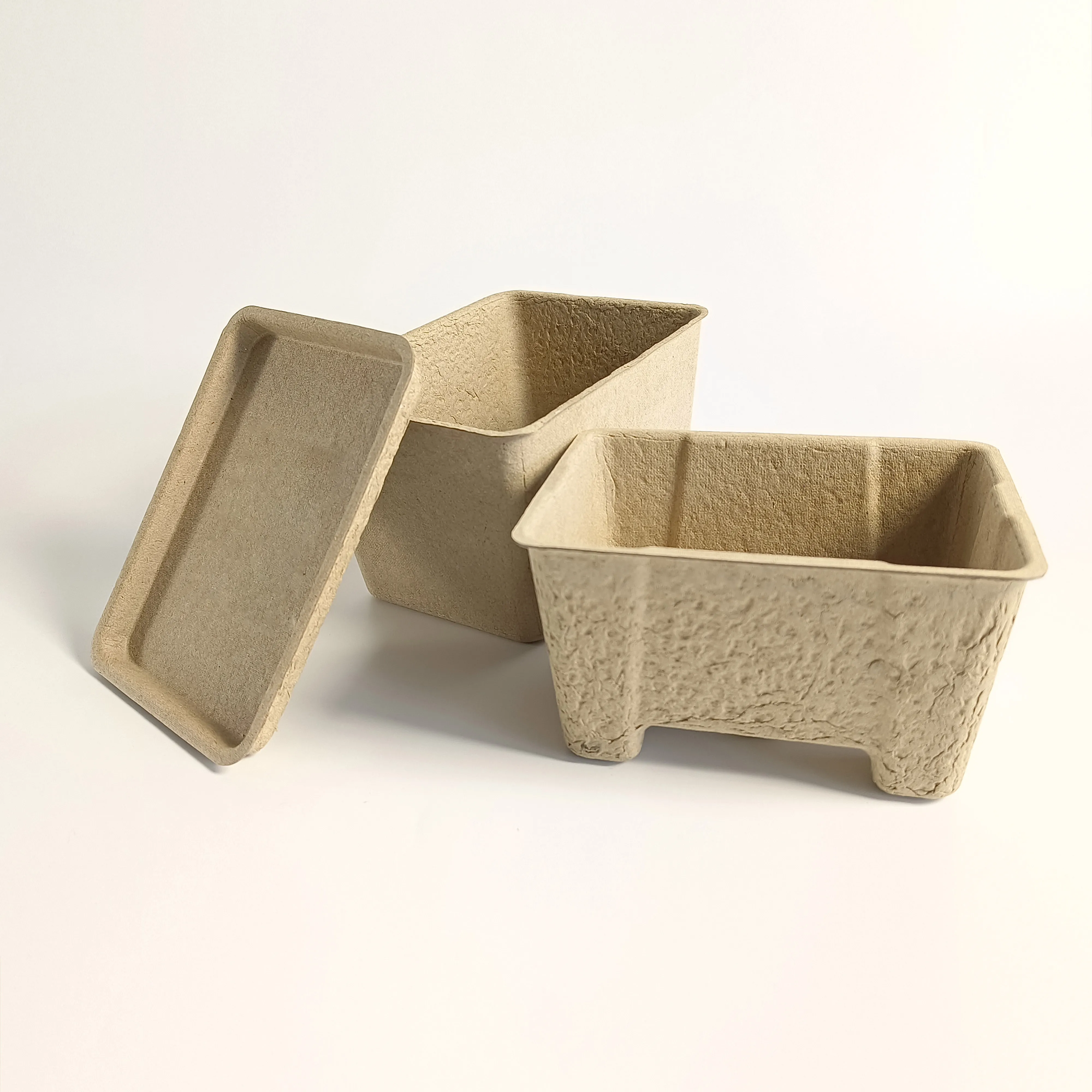 Molded fiber paper pulp lid box customized biodegradable paper pulp packaging box