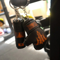 Porte-clés en cuir PU pour événements et souvenirs, avec logo personnalisé imprimé en usine, mini sac de frappe 3D et gants de boxe, idéal pour la gym et le sport