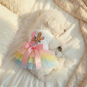PETCIRCLE Novedades Primavera/Verano: Ropa y Accesorios para Perros y Gatos, Vestido de Tul con Diseño de Conejo Arcoíris para Pascua - Product Image 2