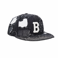Nueva Llegada, Gorra Snapback Desgastada con Letra B Bordada, Camuflaje, Mezclilla, Unisex, Estilo Hip Hop Urbano, Venta al Por Mayor