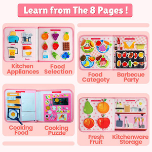 Livre sensoriel Montessori en feutre sur le thème de la cuisine 3D, jouet éducatif précoce pour les tout-petits, jouet de voyage sûr et portable pour les enfants - Product Image 2