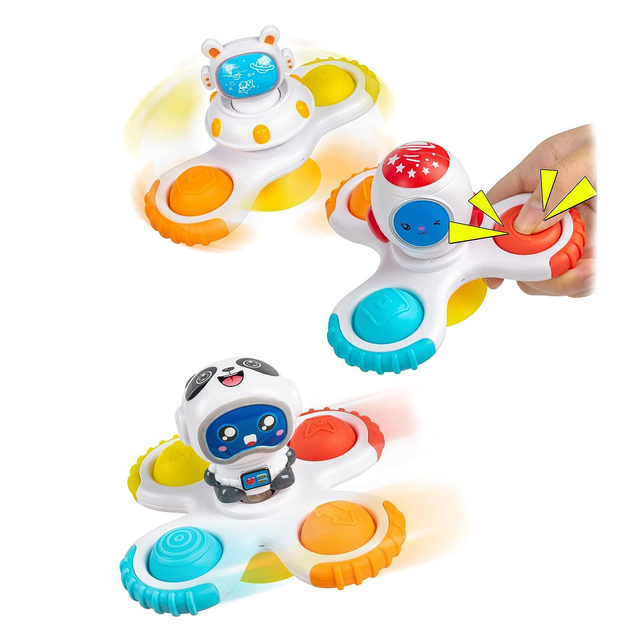 Suction Cup Spinner Toys for Baby Fidget Spinner Spinning Top Suction Toys Bath Window Plane Travel Fidget Pop up Sensory Toys