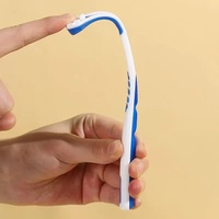 Raspador y limpiador de lengua de plástico y silicona suave de doble cara, herramienta ecológica reutilizable para eliminar el mal aliento, diseño colorido