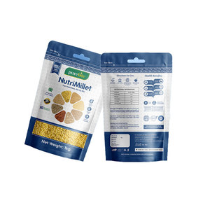 Sachet d'emballage alimentaire recyclable imprimé en héliogravure pour <span class=keywords><strong>millet</strong></span>, 250g, 500g, 1kg, 2kg, pochette verticale avec fermeture éclair et trou de suspension NutriMillet - Product Image 5