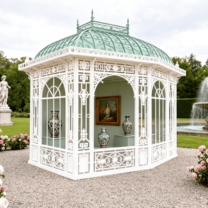 Tradizionale <span class=keywords><strong>serra</strong></span> <span class=keywords><strong>ornamentale</strong></span> in ferro con finitura rivestita in polvere di vetro Design impermeabile dettagli forgiati a mano - Product Image 5