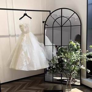 Francés moderno clásico Vintage gran baño pared colgante <span class=keywords><strong>ventana</strong></span> rejilla <span class=keywords><strong>espejo</strong></span> hierro enmarcado vidrio para decoración de muebles de Hotel - Product Image 2