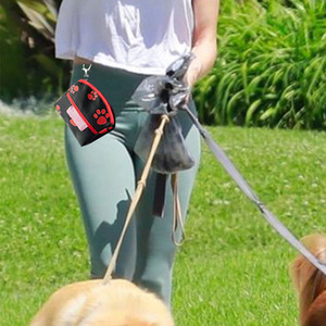 Distributeur de sacs à déjections pour animaux de compagnie 600D portable, version noire et rouge, support pour sacs à déjections canines - Product Image 2