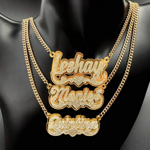 Gioielli per Bambini Duoying, Collana Personalizzata con Nome in Acrilico 3D a Forma di Cuore Dorato - Product Image 6