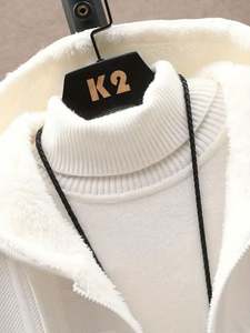 Veste à capuche zippée intégrale pour homme, doublée en peluche, avec imprimé lettres noir et blanc, style décontracté, idéale pour l'automne – Nouveauté Dropshipping - Product Image 4