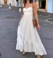 Robe longue élégante à taille haute, style vacances, sexy, à fines bretelles, fluide, personnalisation OEM avec échantillons pris en charge