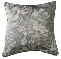 Housse de coussin luxueuse en jacquard métallique à motif floral carré, décoration d'intérieur, housses de coussin pour détaillants et grossistes