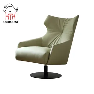 Sofa desain Nordic Modern, piringan kursi bingkai besi kaki santai ruang tunggal ruang tamu ruang tamu kursi berlengan