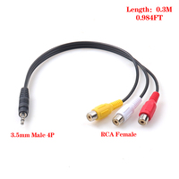 Câble convertisseur audio coaxial blindé tressé nickelé 3,5 mm 4 pôles stéréo mâle-mâle pour lecteur DVD