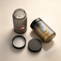 Bouteille en verre ambré givré noir hermétique de 300 ml et 500 ml avec couvercle à vis pour pilules et capsules de qualité pharmaceutique