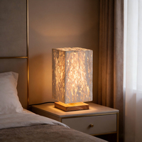 Lampe de table LED personnalisée en céramique écologique et marbre naturel, design moderne, abat-jour multicolore, pour salon, chambre à coucher, chevet, à piles