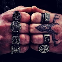 Bague Viking en Acier Inoxydable VAF Inoxydable Massif pour Hommes Motards, Bague Homme Motard, Bague Acier Inoxydable Vikingo