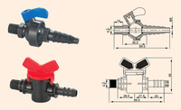 Válvula de muestreo Manual DN8 UPVC 1/4 \ "Núcleo de válvula de corcho ABS PP de 2 puntos para estructura controlada de conectividad de instrumentos de agua
