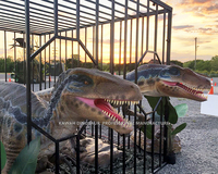 Parc d'aventure des dinosaures Dinosaure animatronique animé en cage Vélociraptor Dinosaurio
