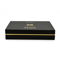 Embalaje de ropa y ropa interior de oro negro mate de lujo personalizado Caja de papel rígida de dos piezas Base y tapa Caja de regalo de hombro de papel