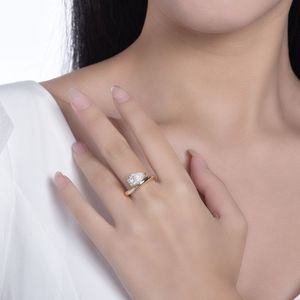 Anillo de compromiso de moissanita Telula con forma elegante, talla 3ct, engaste solitario, oro S925, moissanita tipo diamante - Product Image 5