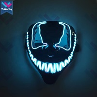 T-worthy 2022 Halloween Venom LED Masque Effrayant Light-Up EL Wire Costume pour Mascarade Cosplay Party Nouveau Design PVC Matériel
