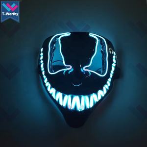 T-worthy 2022 Halloween <span class=keywords><strong>Venom</strong></span> LED Masque Effrayant Light-Up EL Wire Costume pour Mascarade Cosplay Party Nouveau Design PVC Matériel - Product Image 3