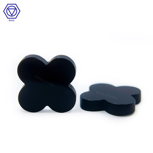 Piedras Preciosas <span class=keywords><strong>de</strong></span> Ágata Negra y Ónix en Forma <span class=keywords><strong>de</strong></span> Trébol <span class=keywords><strong>de</strong></span> Cuatro <span class=keywords><strong>Hojas</strong></span>, <span class=keywords><strong>de</strong></span> 5mm a 12mm, Gemas Naturales Sueltas - Product Image 3