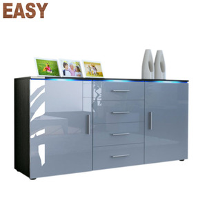 Luxury Modern Wooden Buffet Cabinet <strong>Sideboard</strong> in Black <strong>High</strong> <strong>Gloss</strong> Living Room Furniture Melamine Particle Board Wood PANEL,PANEL - Product Image 4