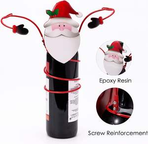 Soporte para botella de vino y vaso de muñeco de nieve para vacaciones, 1 botella de vino y <span class=keywords><strong>2</strong></span> vasos para Navidad, decoración del hogar, estante de almacenamiento de cocina, Bar - Product Image 4