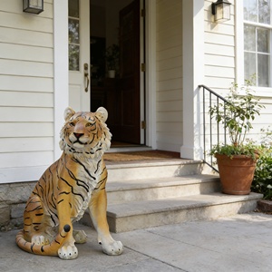 Escultura de Tigre Realista en Resina con Piel Rayada Realista, Decoración Artesanal para Sala de Estar u Oficina, Estatua de Animal Majestuoso - Product Image 1