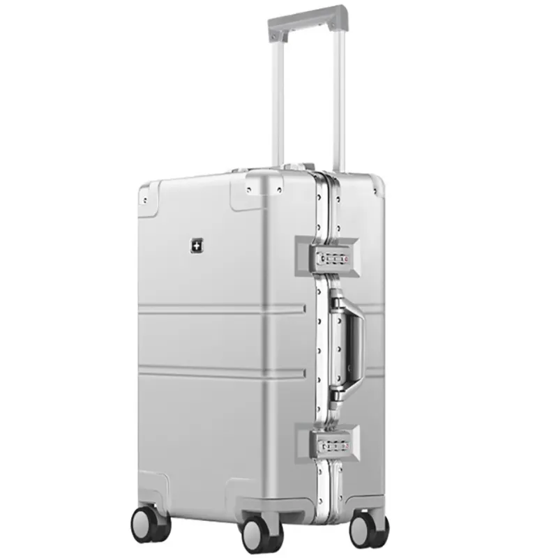 High-end custom aluminum-magnesium alloy trolley case with combination lock cabin universal wheel suitcase