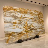Grande dalle de marbre naturel poli Giallo Siena pour plan de travail de cuisine, meuble-lavabo de salle de bain, revêtement mural, carrelage de sol