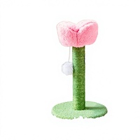 Griffoir pour chat Tulipe avec poteau en sisal, balle interactive intégrée, jouet en peluche en forme de fleur, plateformes en forme de feuille, tour interactive pour chat