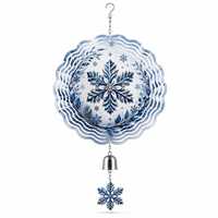 Ornements de jardin rotatifs en métal découpé au laser, motif flocon de neige 3D, à sublimation, 10 pouces, personnalisables, pour la vente en gros