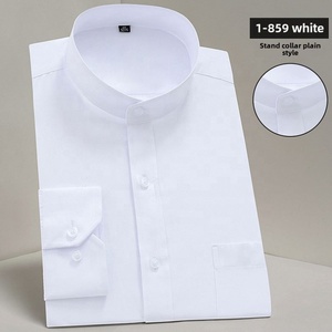 Camisa Casual de Negocios Blanca de Manga Larga con Cuello Vertical para Hombre 2025, 100% Algodón, Transpirable, Sin Planchado, de Alta Gama - Product Image 5
