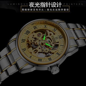 Fabrieksmatig vervaardigd herenhorloge van wolfraamcarbide staal, volautomatisch mechanisch, koninklijke stijl, mineraalversterkt glas, 30M waterdicht - Product Image 3