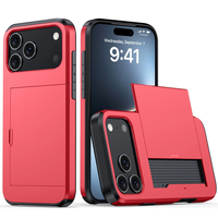 Étui de téléphone créatif avec fente pour carte coulissante pour iPhone 16 17 Pro Max Deux en un Anti-chute Portefeuille Housse de protection