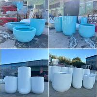 Pot Bunga Fiberglass Nordic Big Sphere Berlapis Epoksi, Ringan, Tahan Lama, Pot Tanaman FRP dengan Lubang Drainase untuk Taman Luar Ruangan